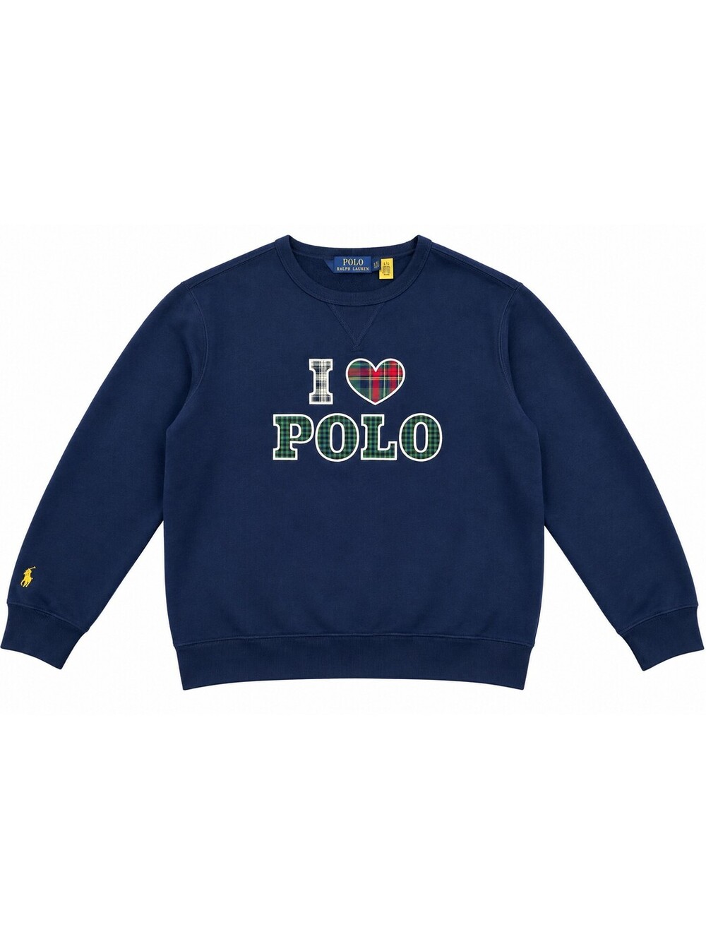 Polo Ralph Lauren Men’s XXL I Love Polo Plaid Crewneck Sweatshirt Navy NWT
